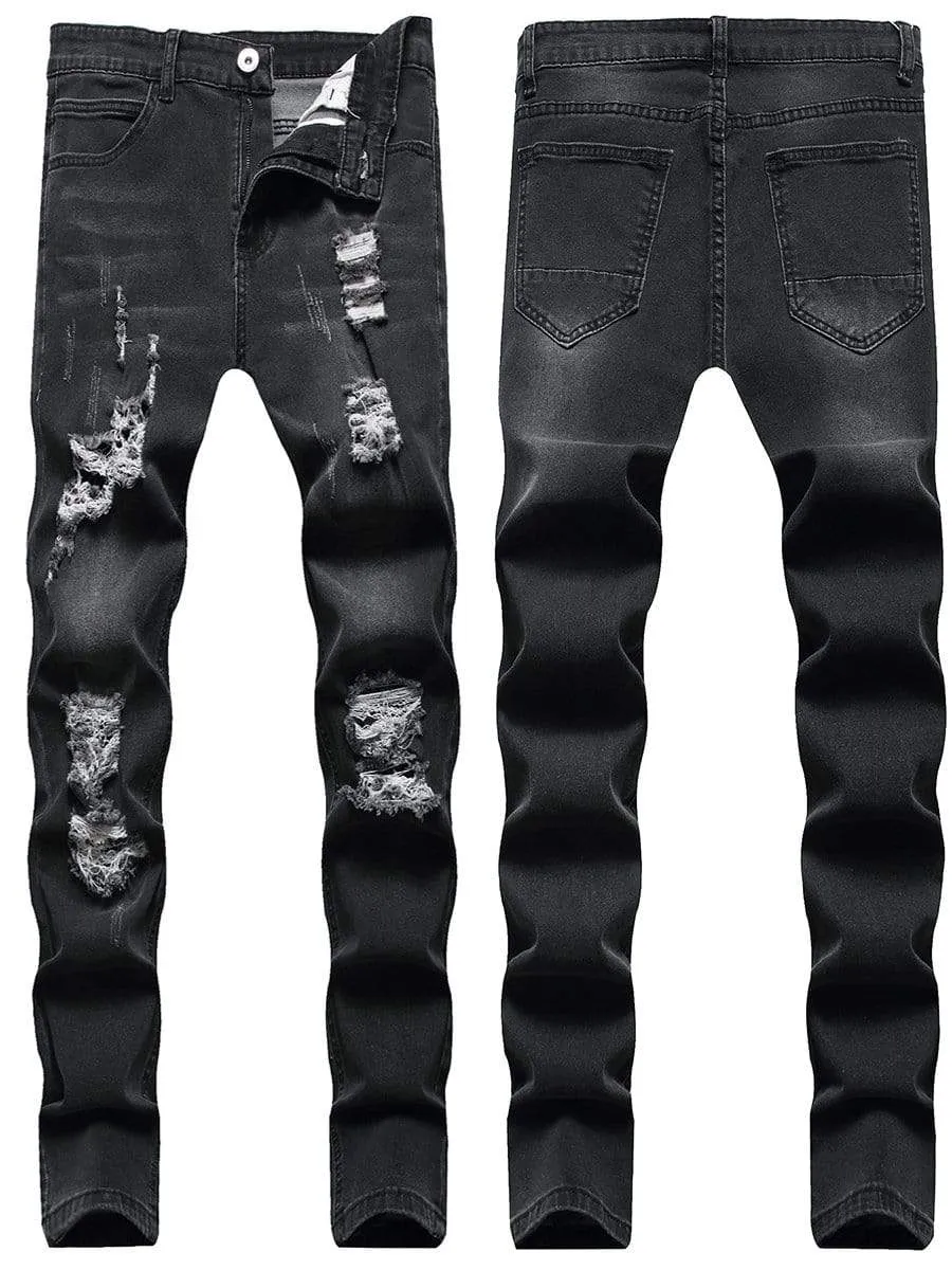 LONGBIDA Casual Trousers Men Ripped Jeans Sweatpants Sexy