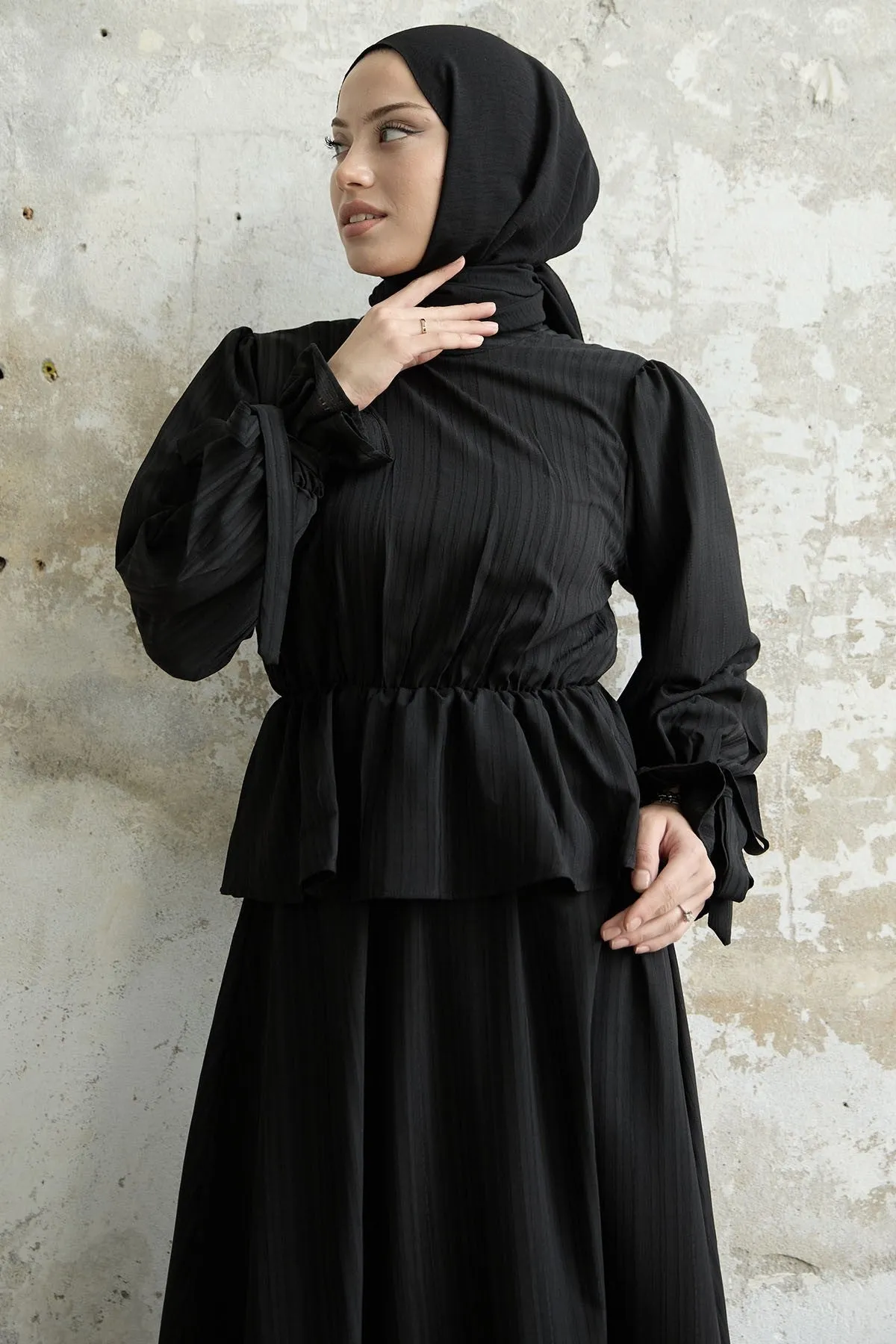 MDS Women Ruffle Detail Top and Skirt Set - Black - Wilkes-Barre