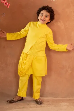Meherzad -
Embroidered Organic Cotton Dobby
Yellow Nehru Jacket