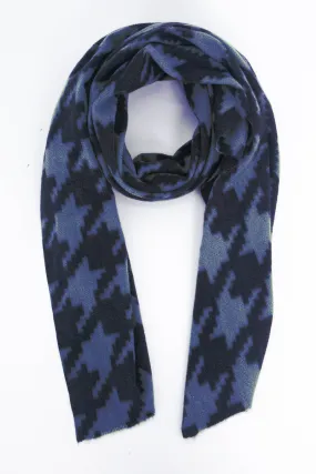 Melanie Midweight Scarf - Blue, Large Houndstooth