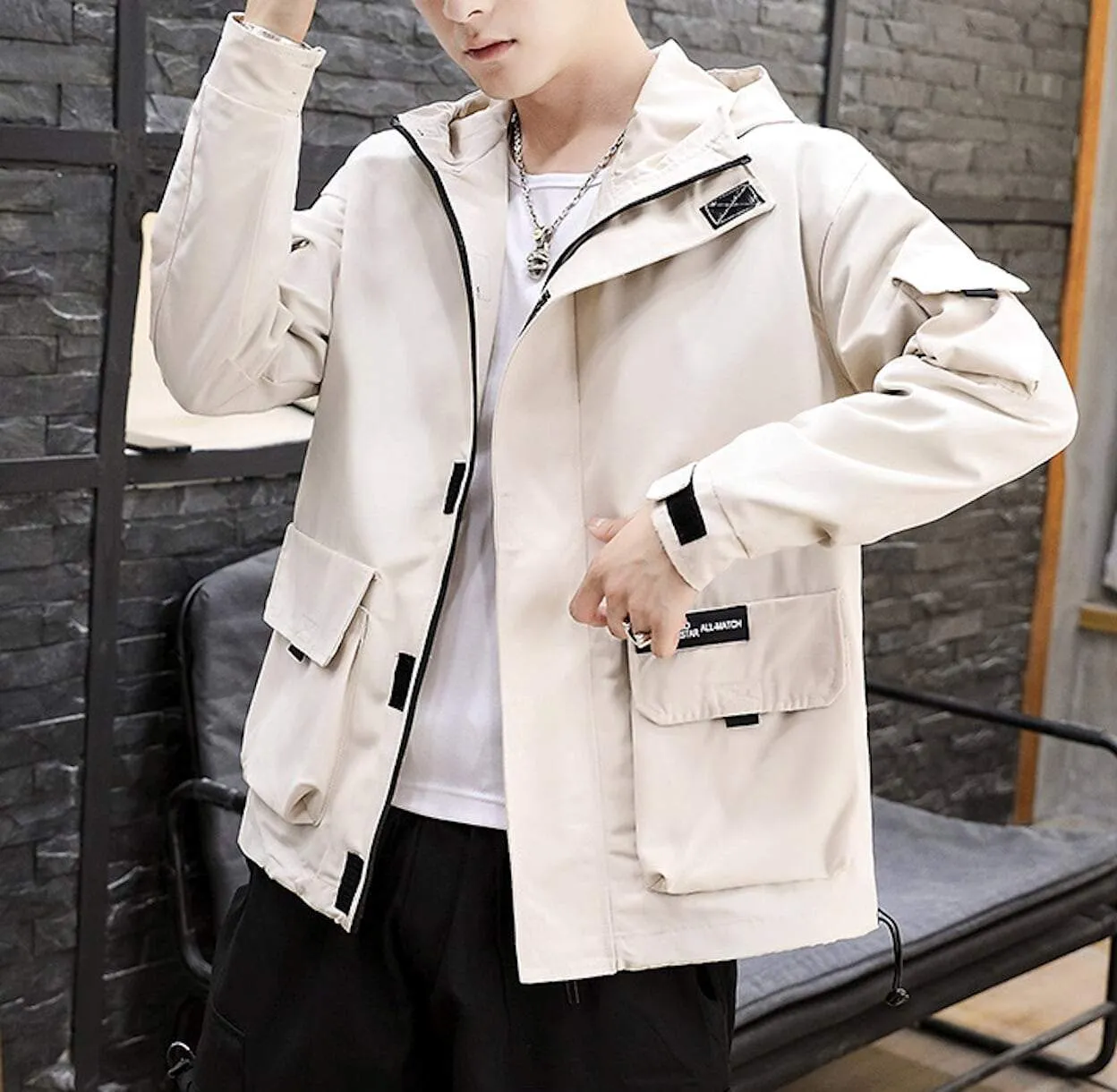 Mens Hooded Wind Jacket