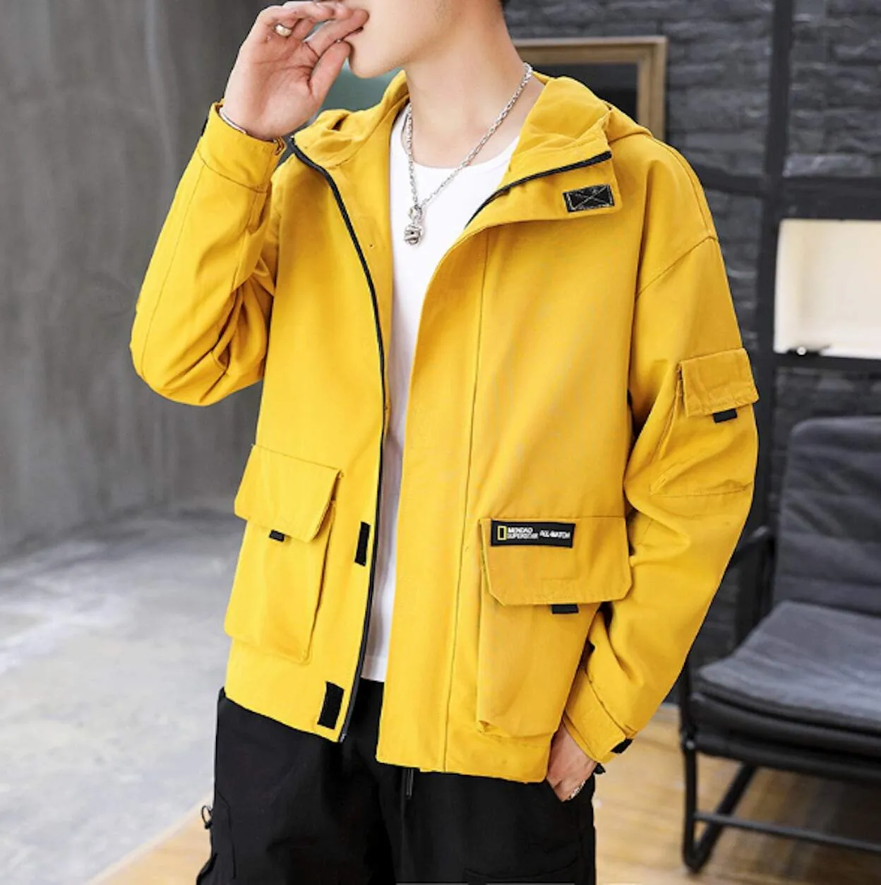 Mens Hooded Wind Jacket