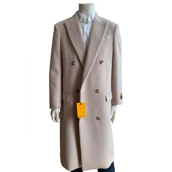Mens Overcoat -Mens Long Wool Topcoats- Topcoat For Men-Mens Double breasted Overcoat - "Ivoy White" Double breasted Coat