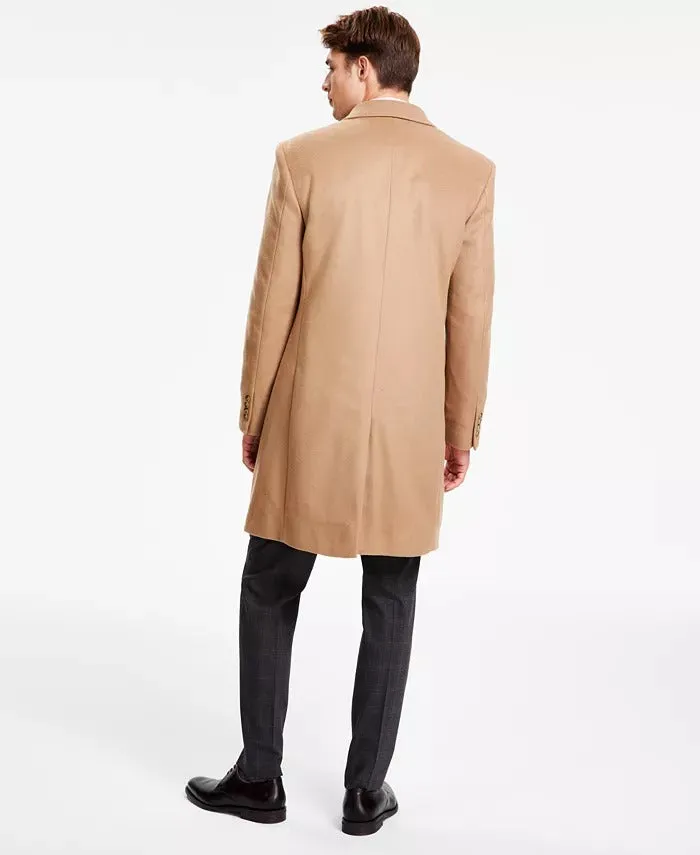 Michael Kors Men's Classic Fit Luxury Wool Cashmere Blend Overcoat 40L Camel Brown