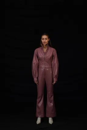 Mulberry Faux Leather Jacket Set