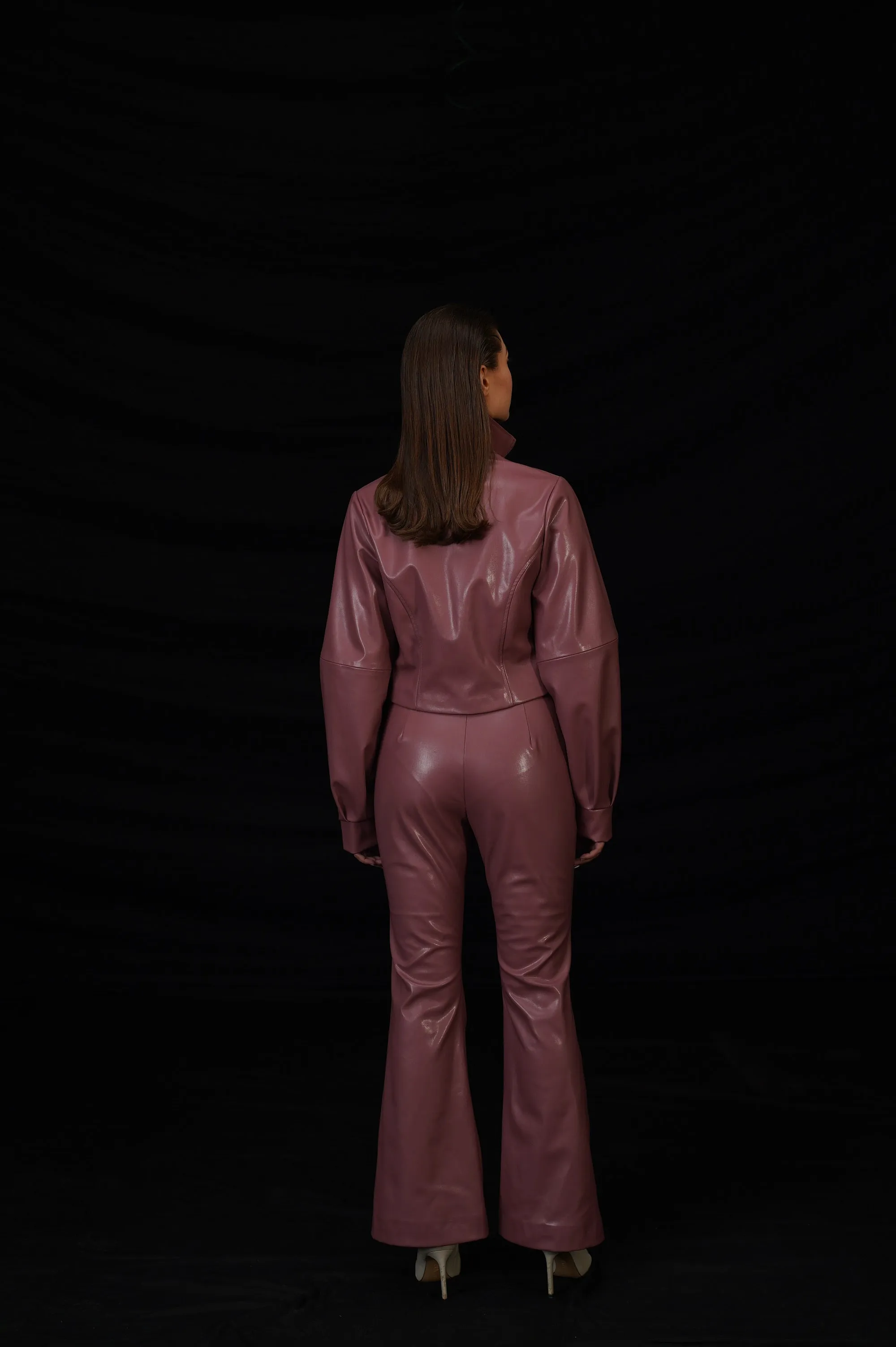 Mulberry Faux Leather Jacket Set