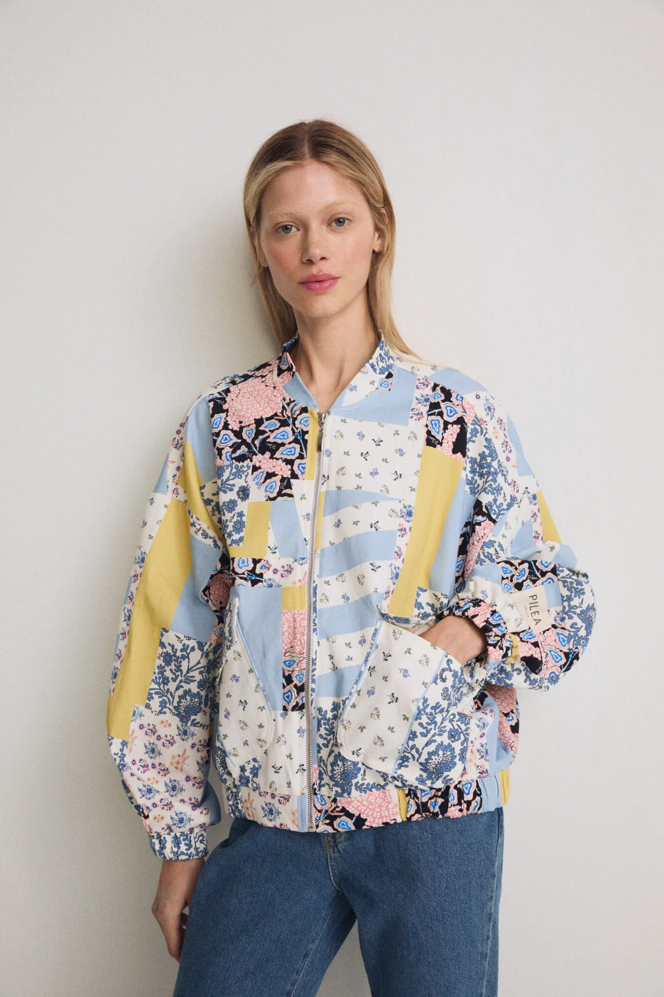 Multicolor Patterned Cotton Bomber Jacket