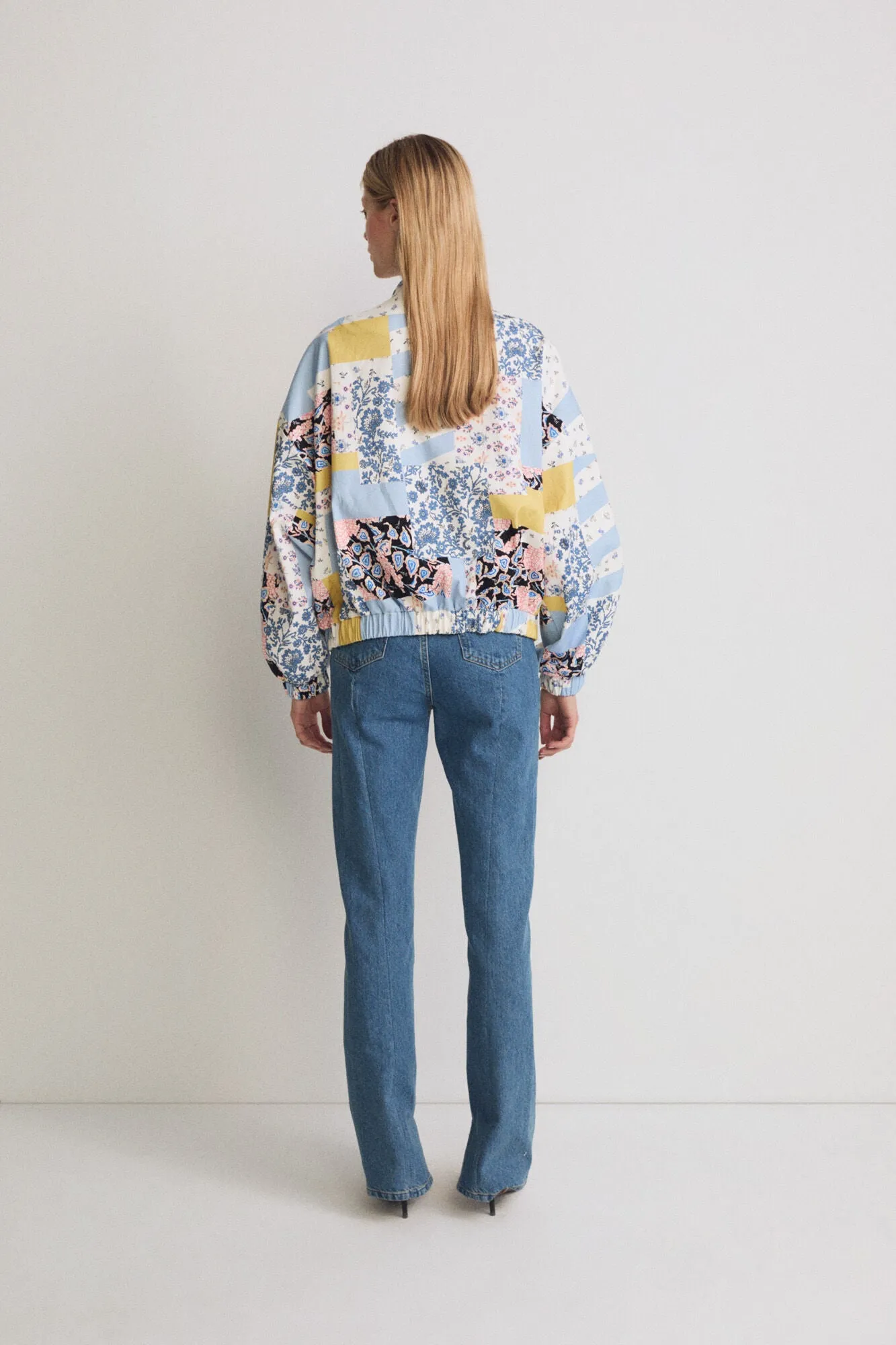 Multicolor Patterned Cotton Bomber Jacket