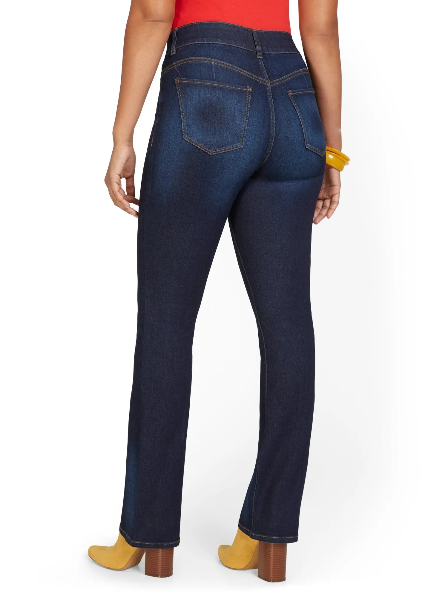 Mya Curvy High-Waisted Bootcut Jeans - Dark Wash