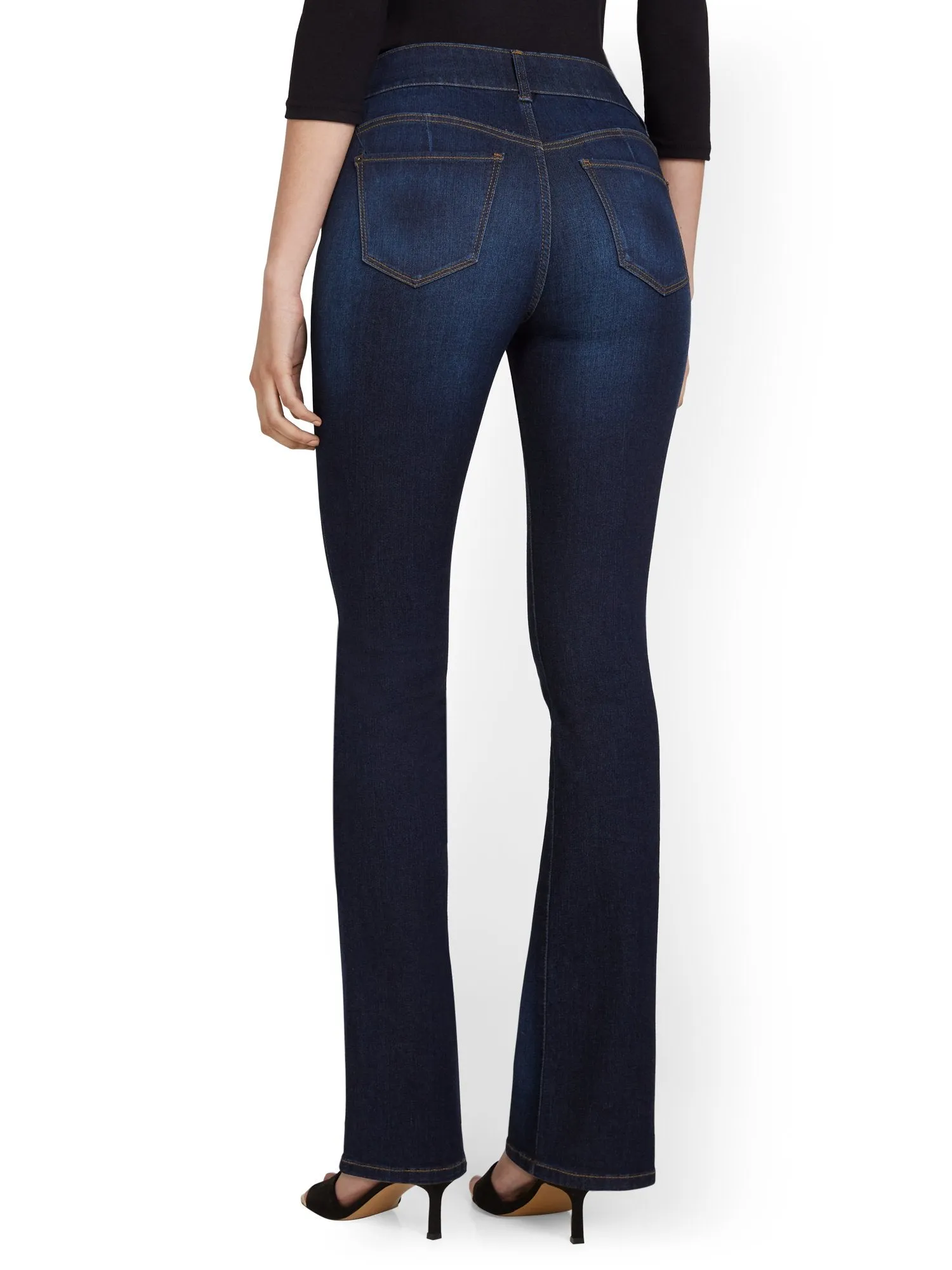 Mya Curvy High-Waisted Bootcut Jeans - Dark Wash
