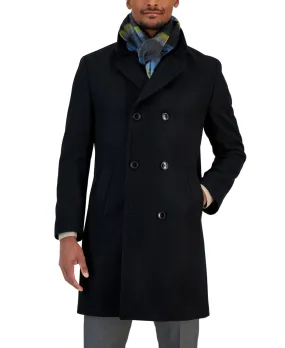 Nautica Mens Regular fit Overcoat Coat 42 L Black Solid