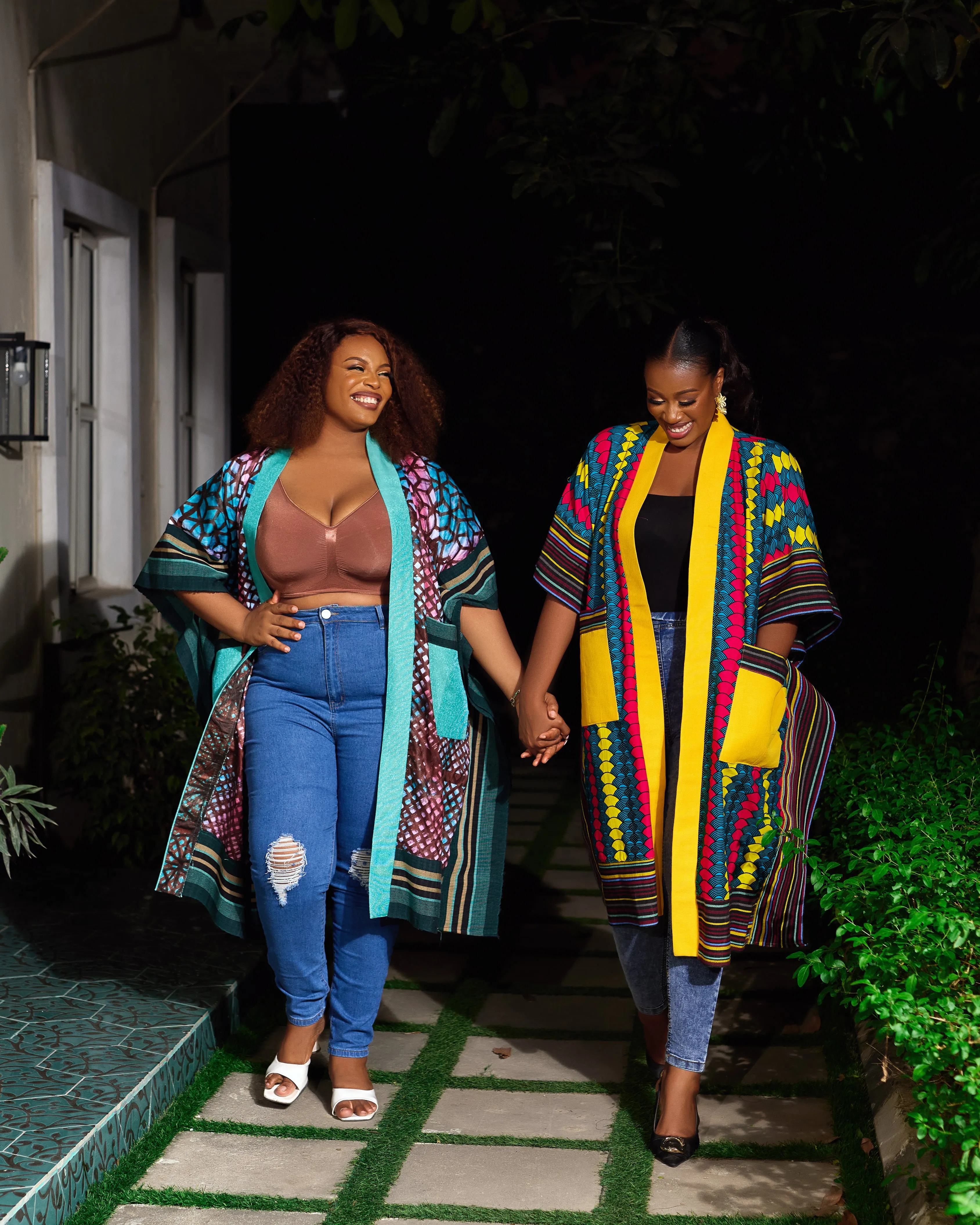 New in African Print Asoke Midi Kimono Jacket - Oniru