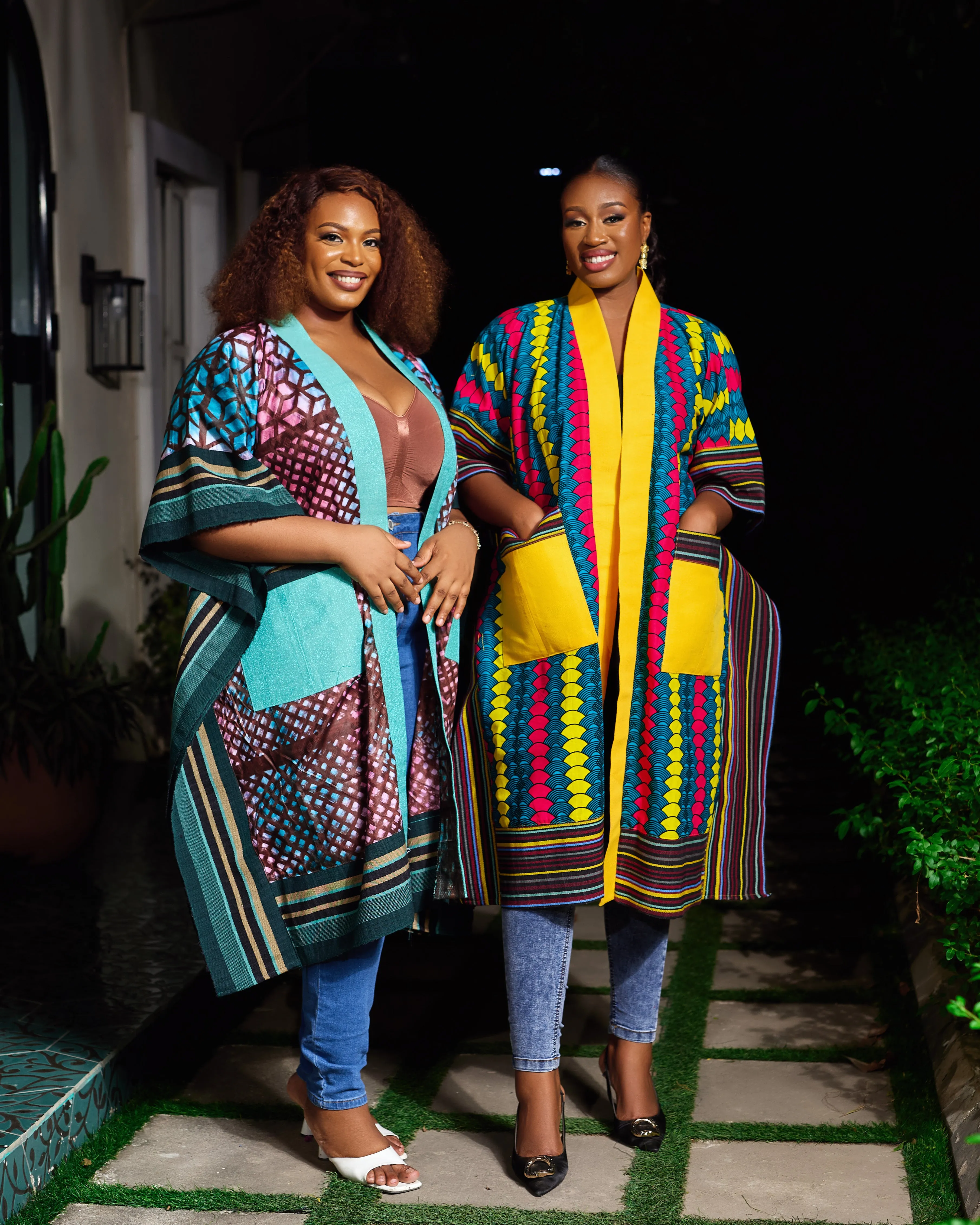 New in African Print Asoke Midi Kimono Jacket - Oniru