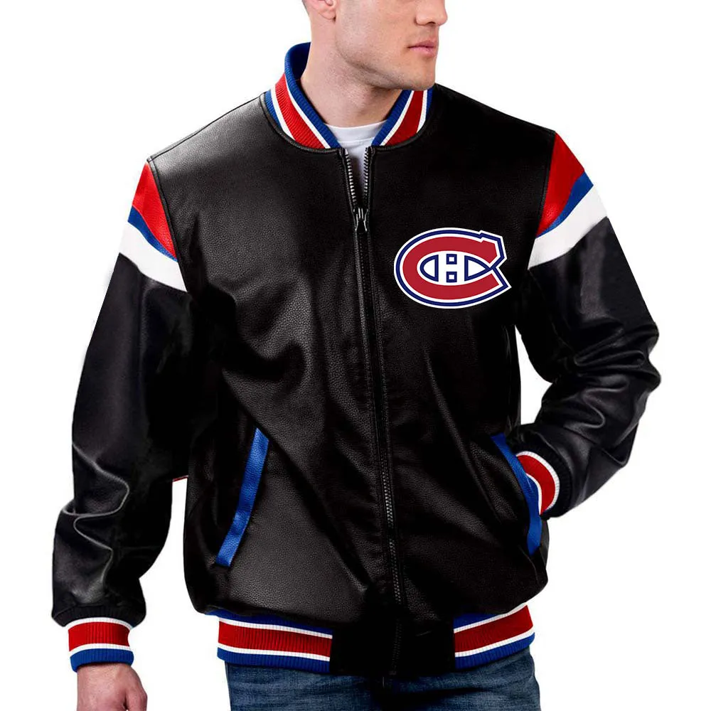 NHL Montreal Canadiens Multicolor Leather Pregame Jacket