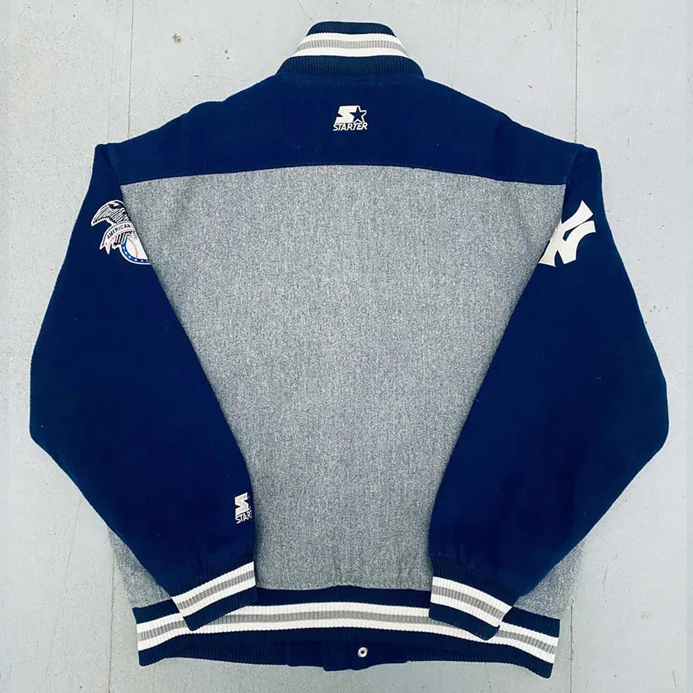 NY Yankees 1990’s Script Spellout Varsity Jacket For Men and Women