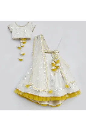Off White thread and gota embroidered lehenga choli set