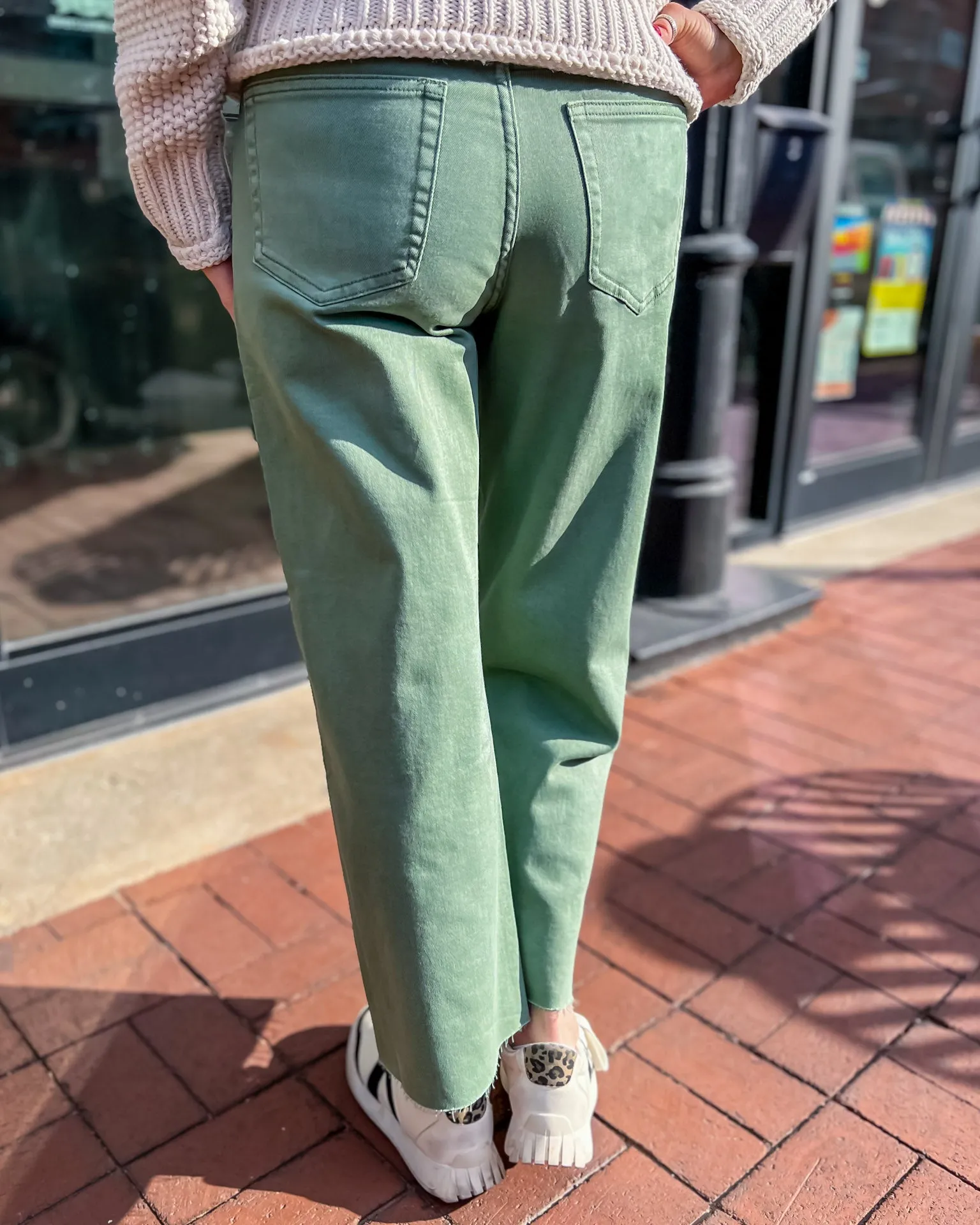 Olivia Army Green HR Wide Leg Jeans