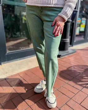 Olivia Army Green HR Wide Leg Jeans