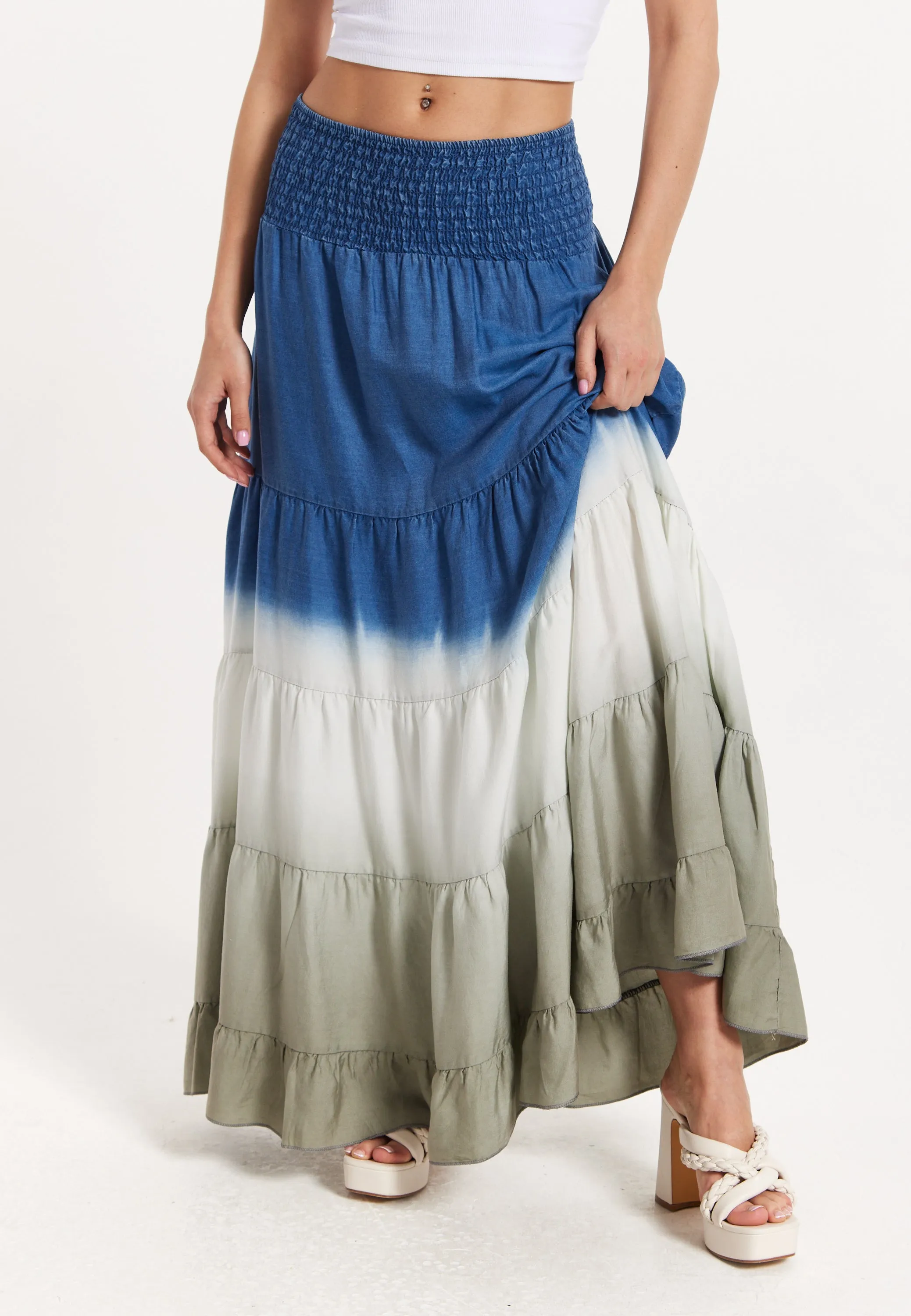 Ombre Smocked Waist Maxi Skirt