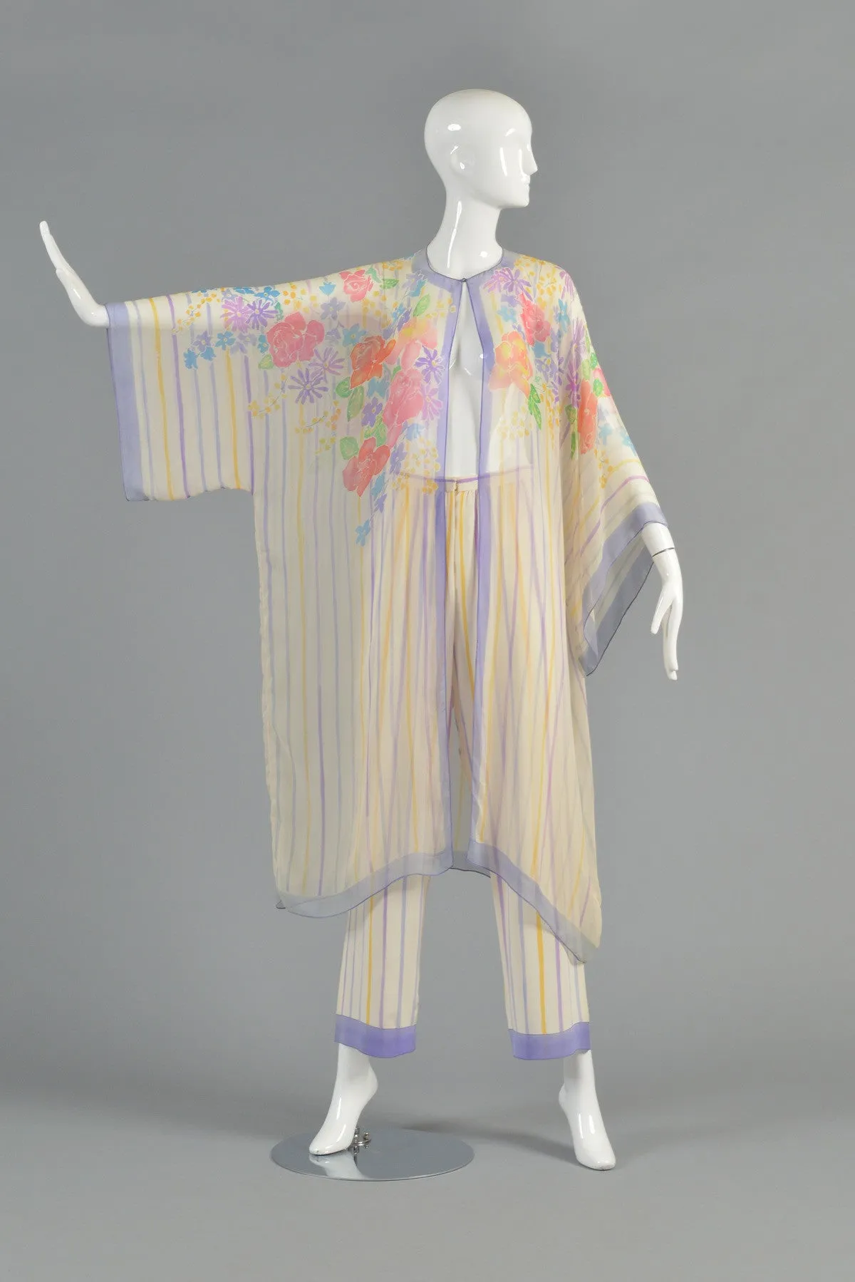 Oscar de la Renta Hand-Painted Silk Kimono Ensemble