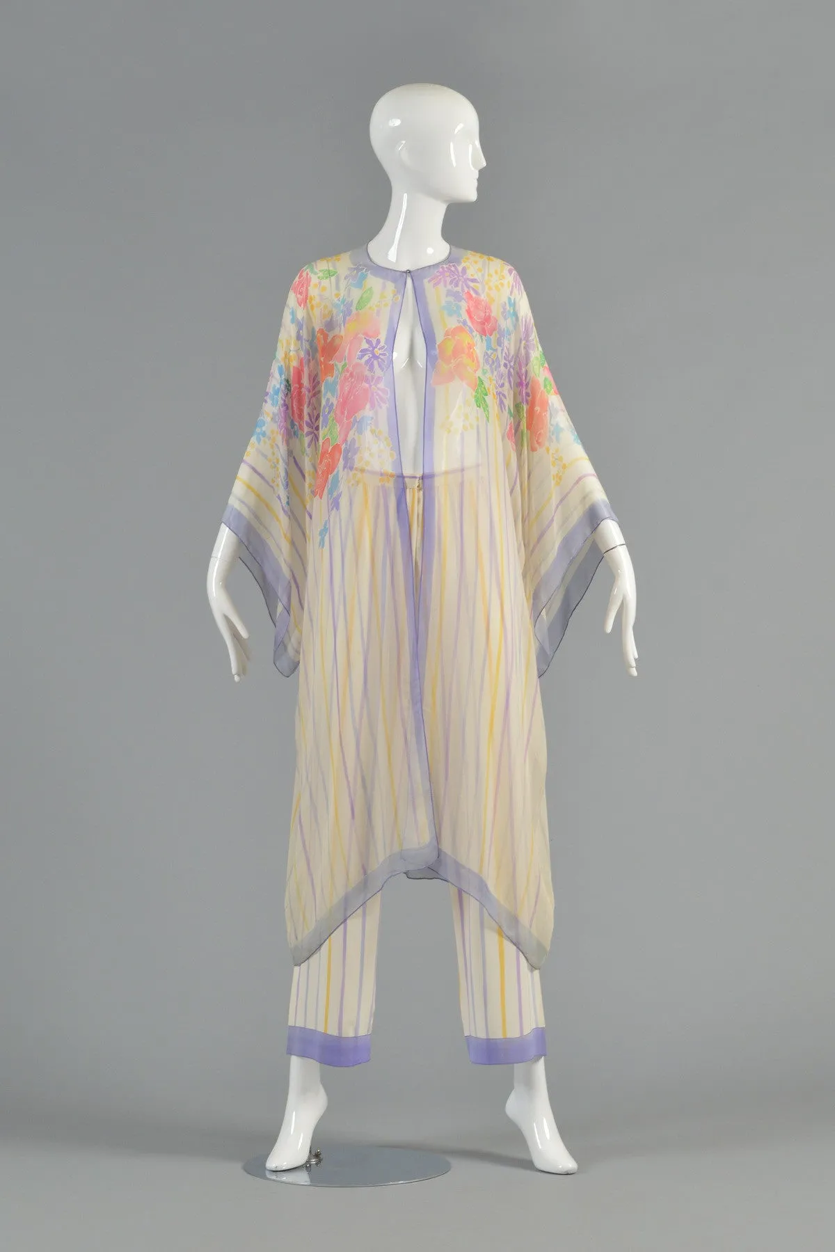 Oscar de la Renta Hand-Painted Silk Kimono Ensemble