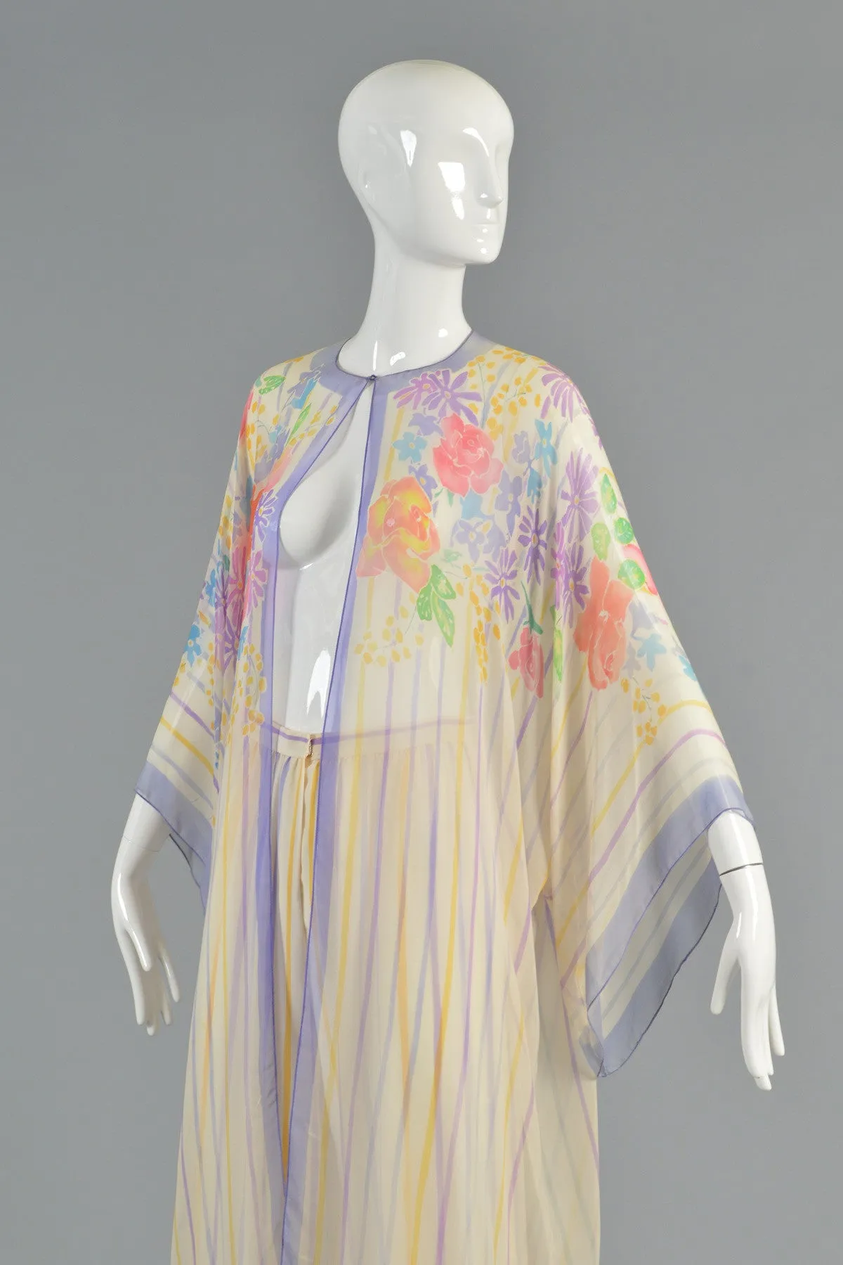 Oscar de la Renta Hand-Painted Silk Kimono Ensemble