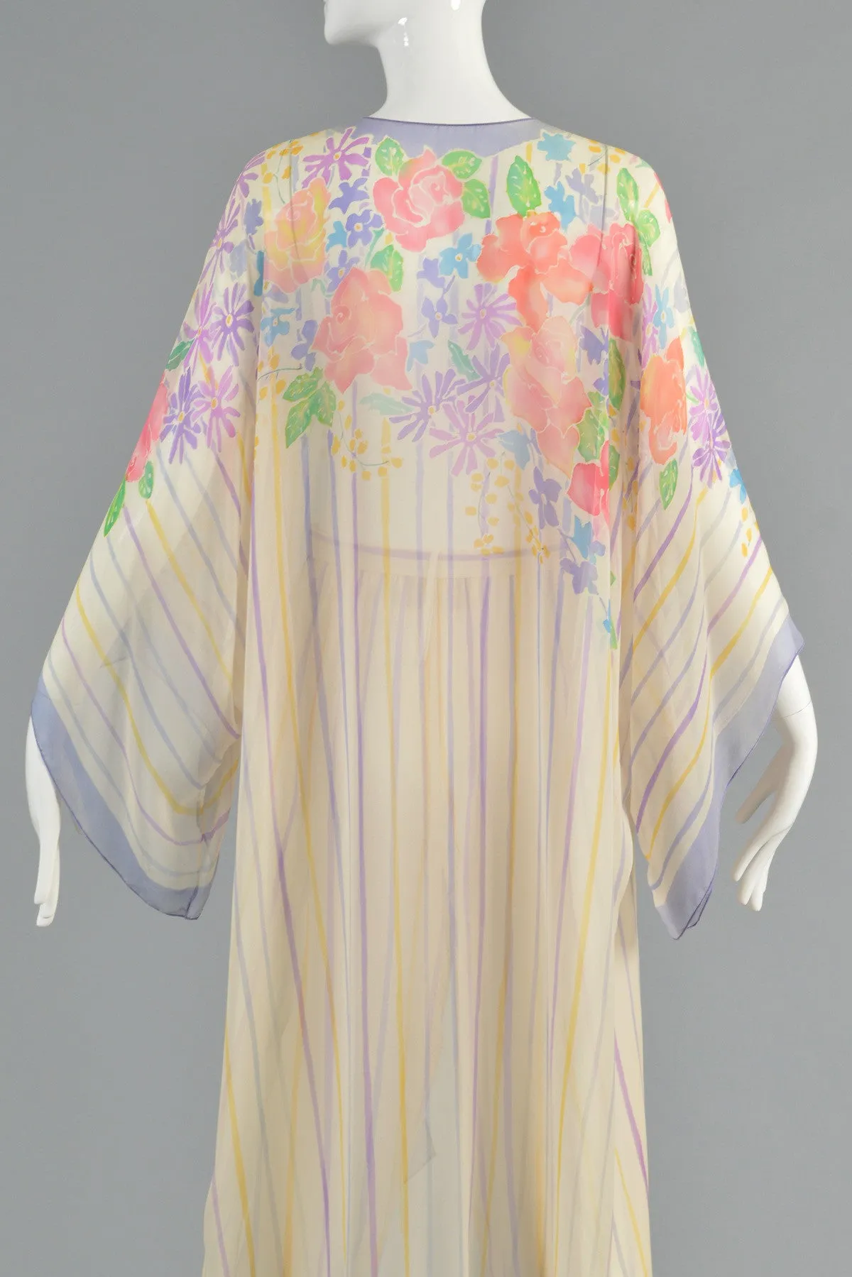 Oscar de la Renta Hand-Painted Silk Kimono Ensemble