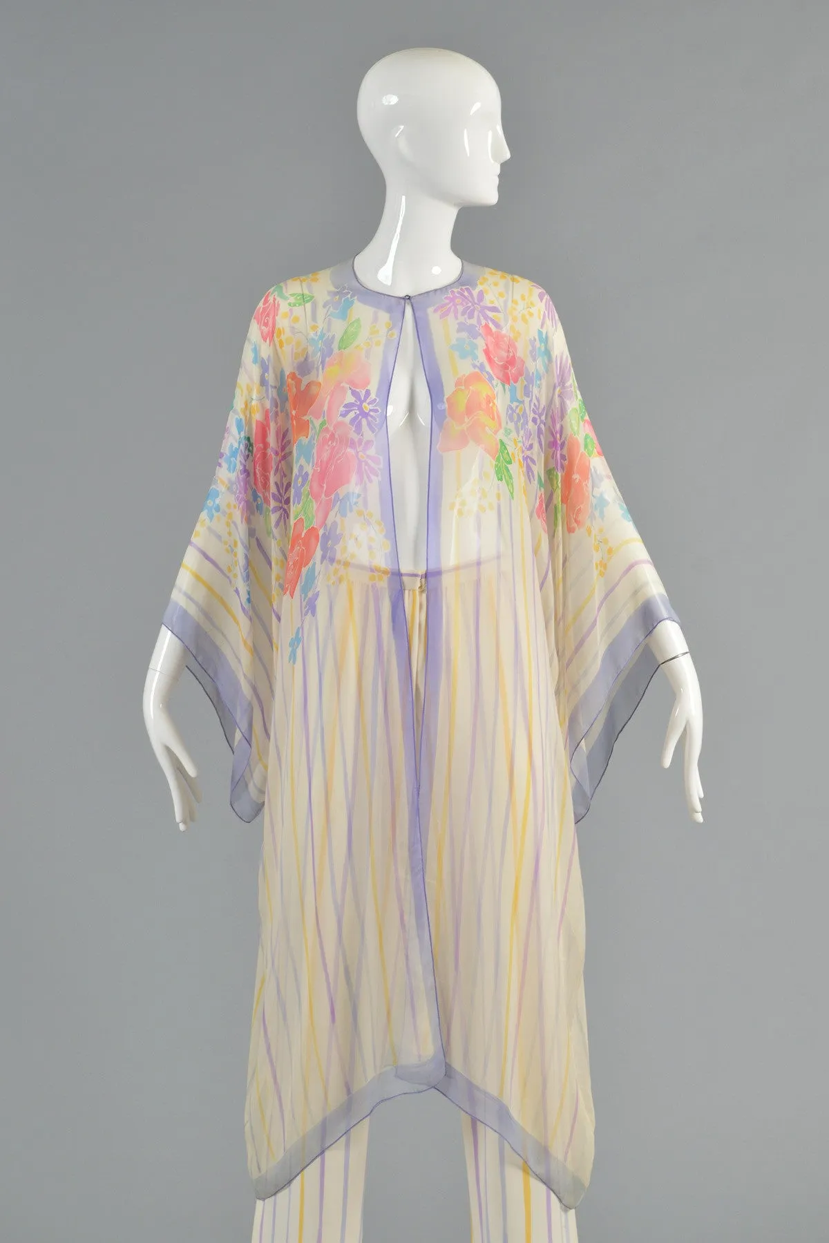 Oscar de la Renta Hand-Painted Silk Kimono Ensemble