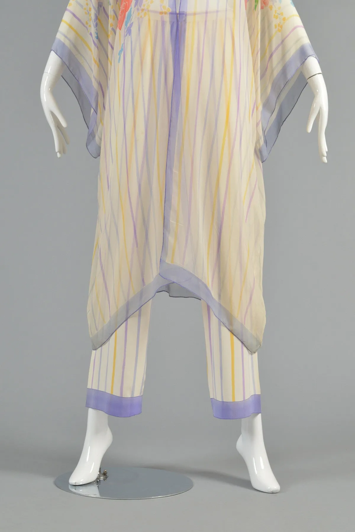 Oscar de la Renta Hand-Painted Silk Kimono Ensemble