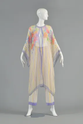 Oscar de la Renta Hand-Painted Silk Kimono Ensemble