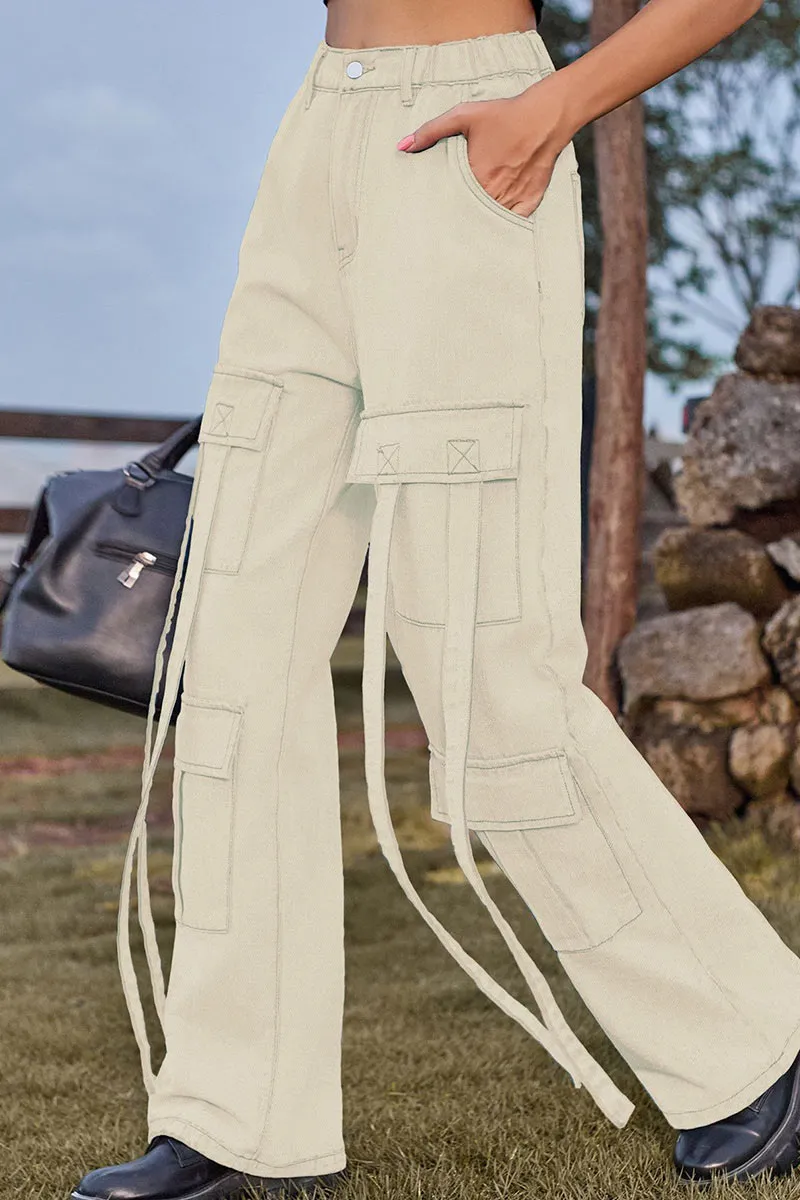 PF803 Denim Pocket String Pants