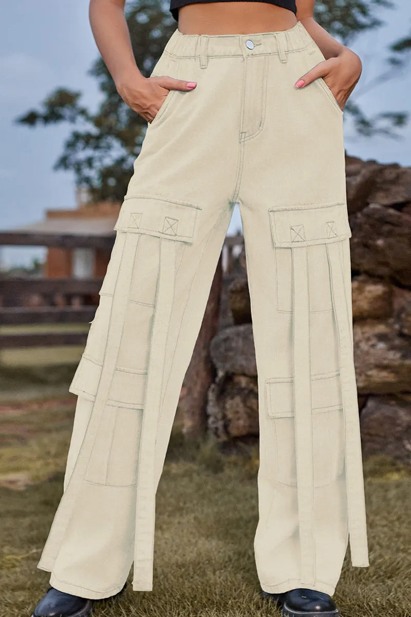 PF803 Denim Pocket String Pants