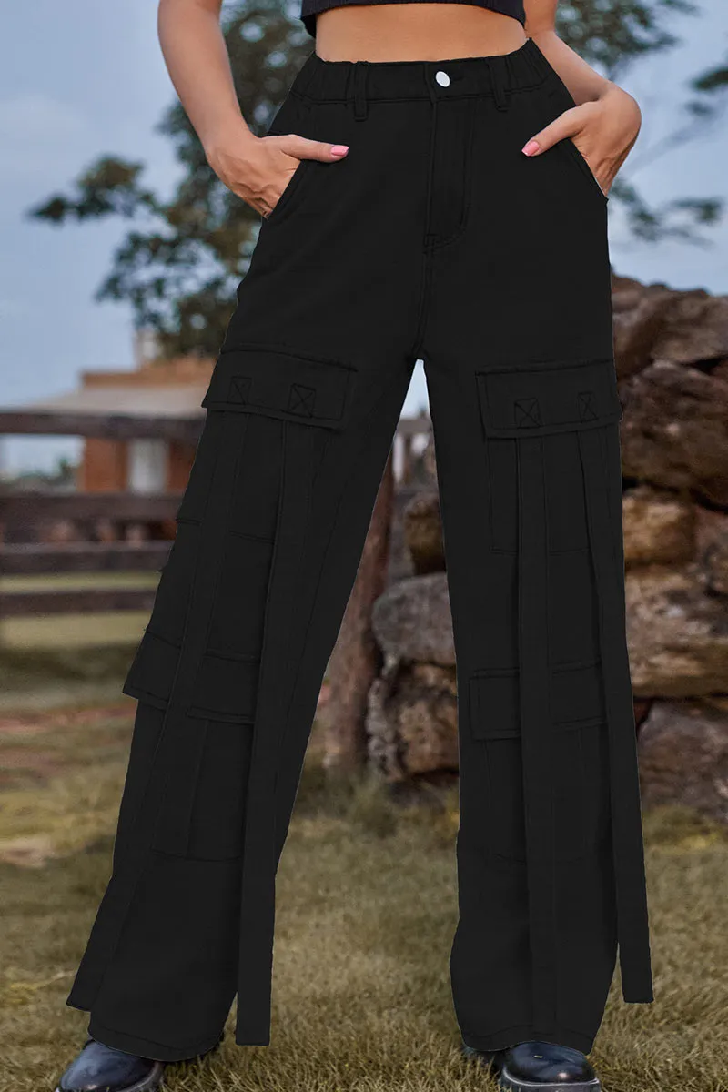 PF803 Denim Pocket String Pants