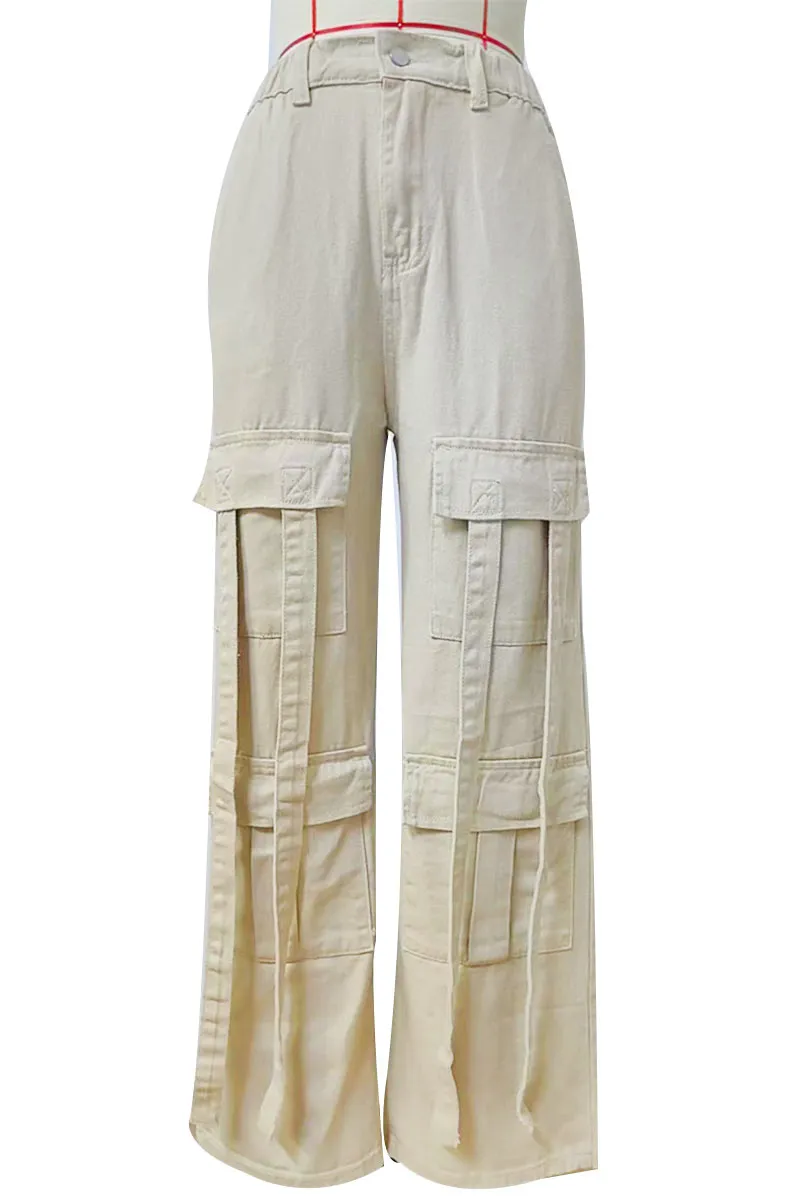 PF803 Denim Pocket String Pants