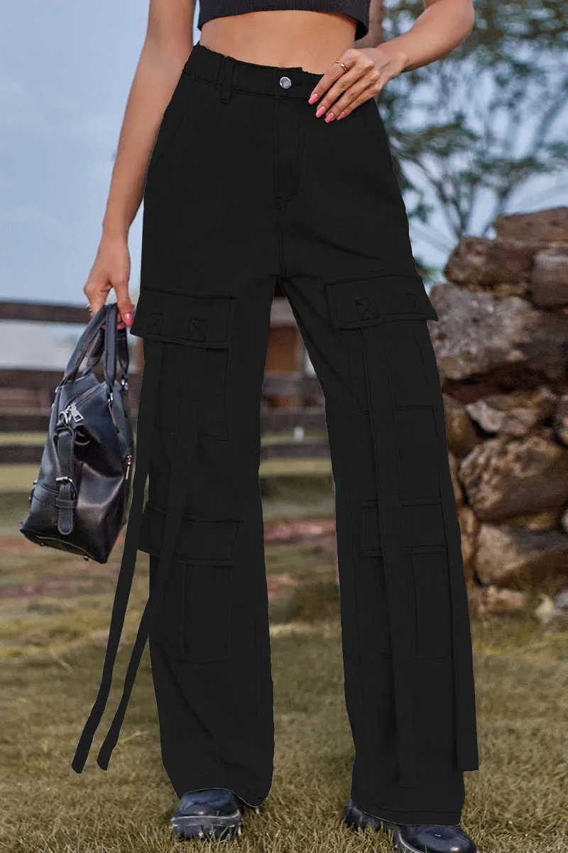 PF803 Denim Pocket String Pants