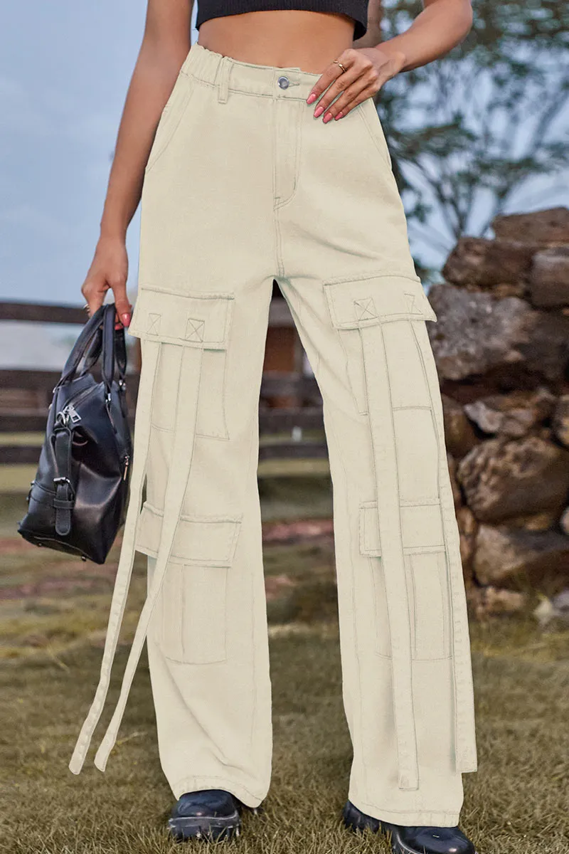PF803 Denim Pocket String Pants