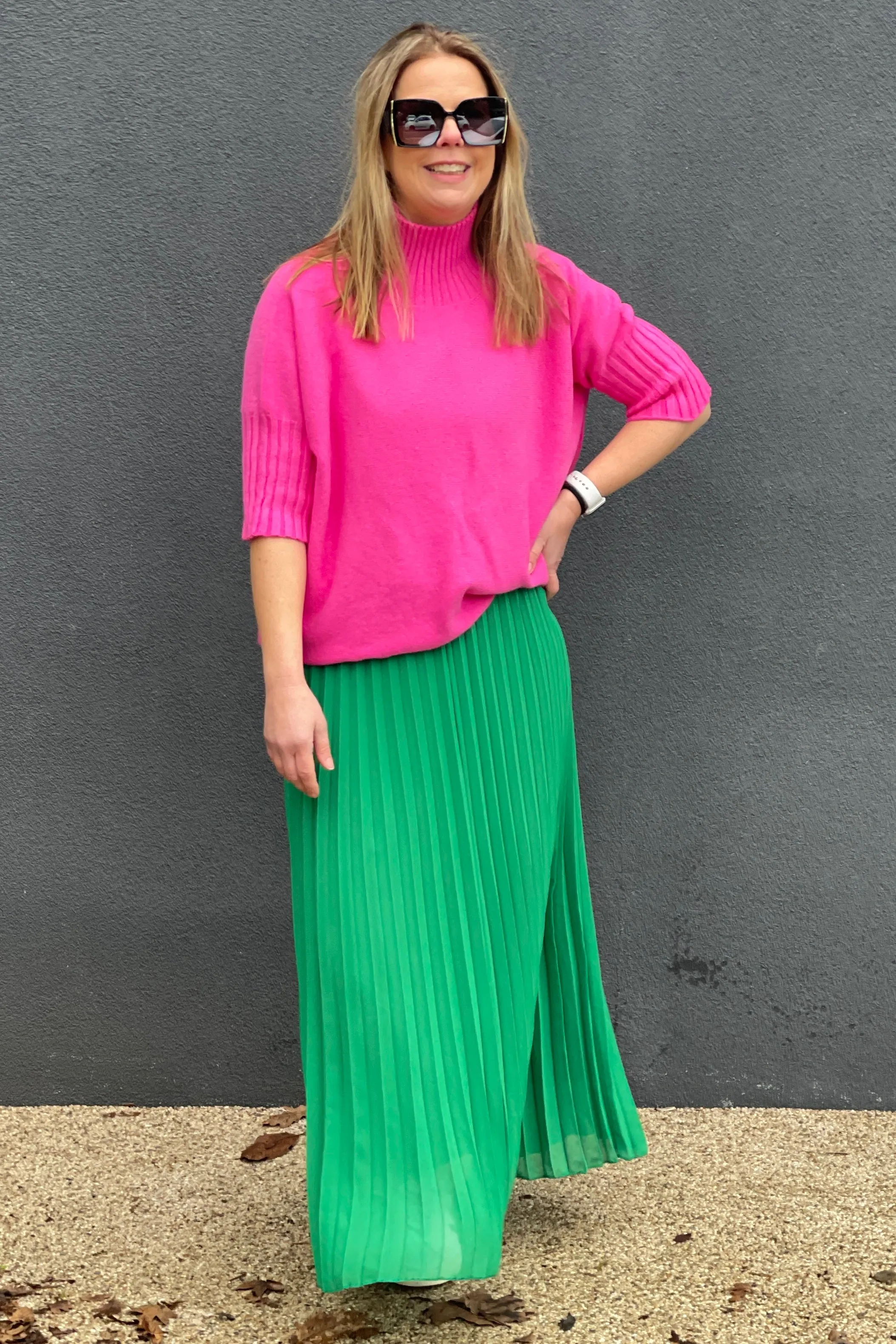 Pleated Maxi Skirt | Emerald Green