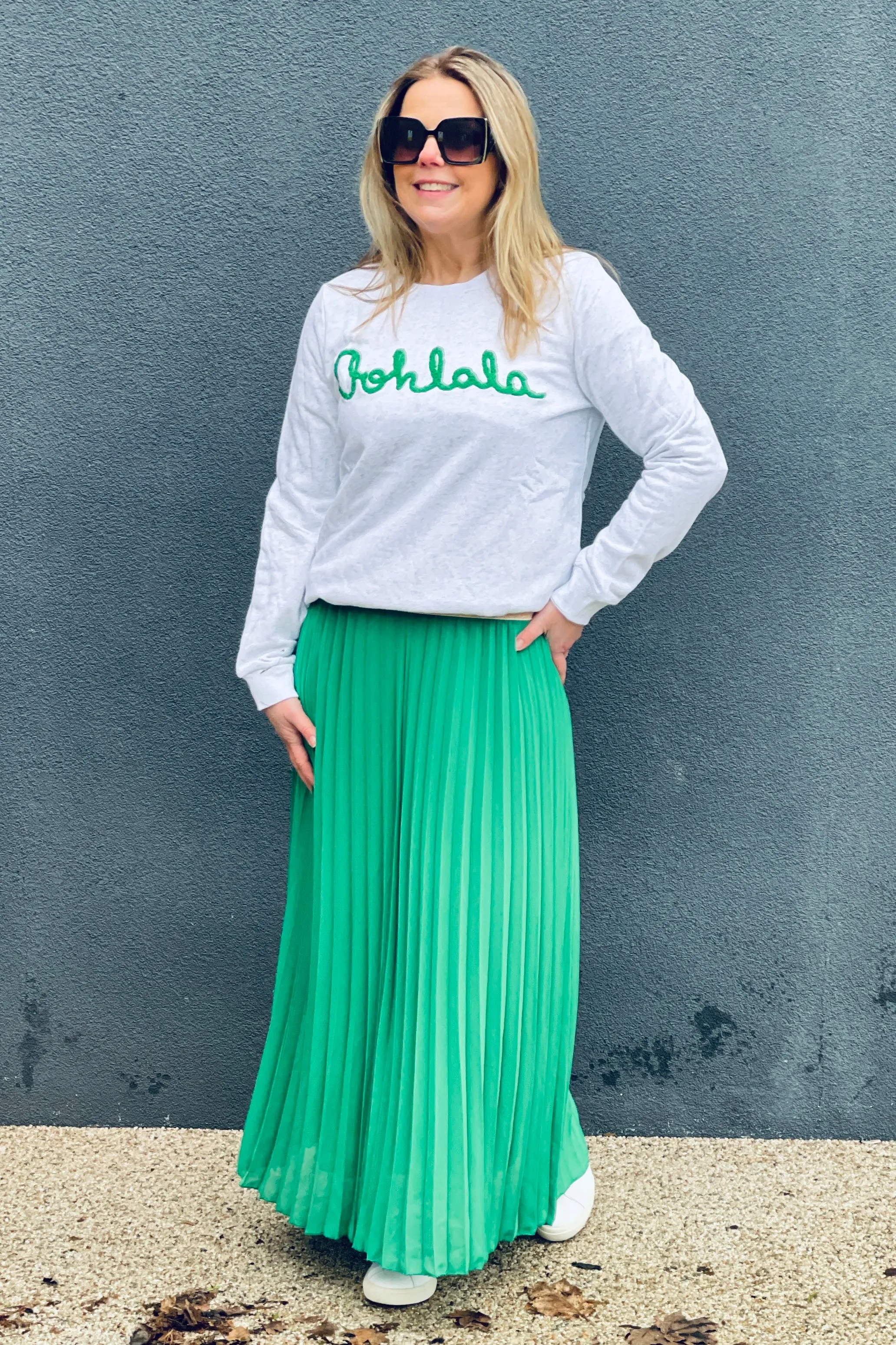 Pleated Maxi Skirt | Emerald Green