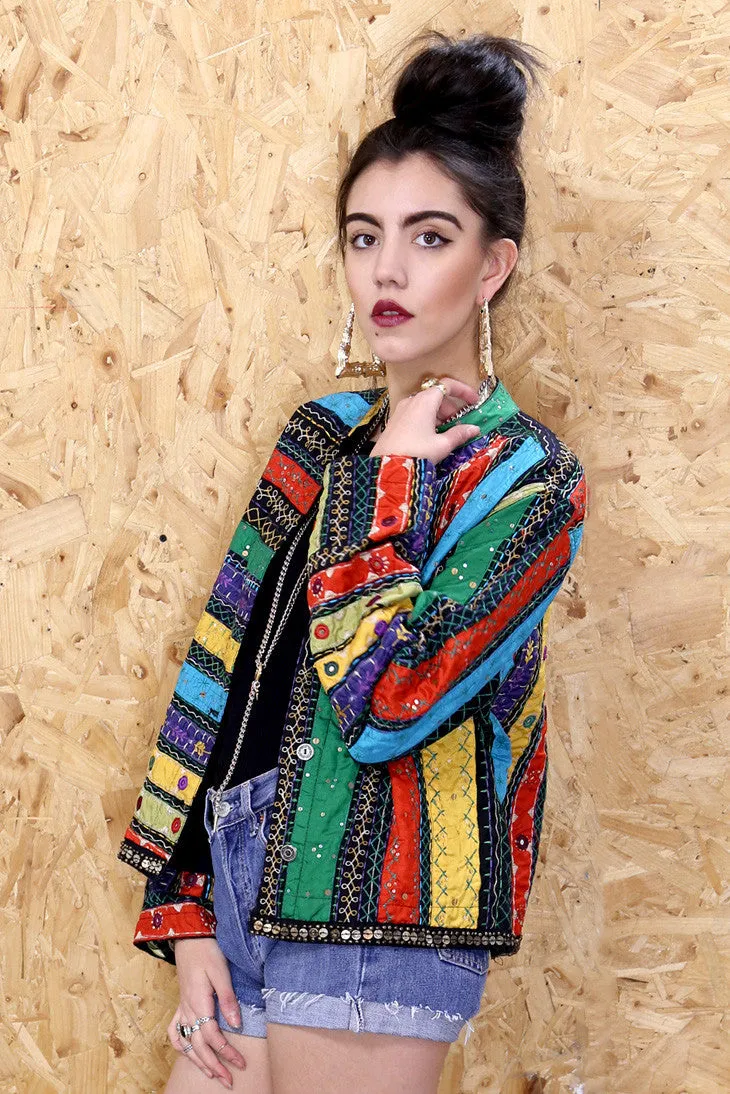 Rainbow Stripe Ethnic Box Jacket