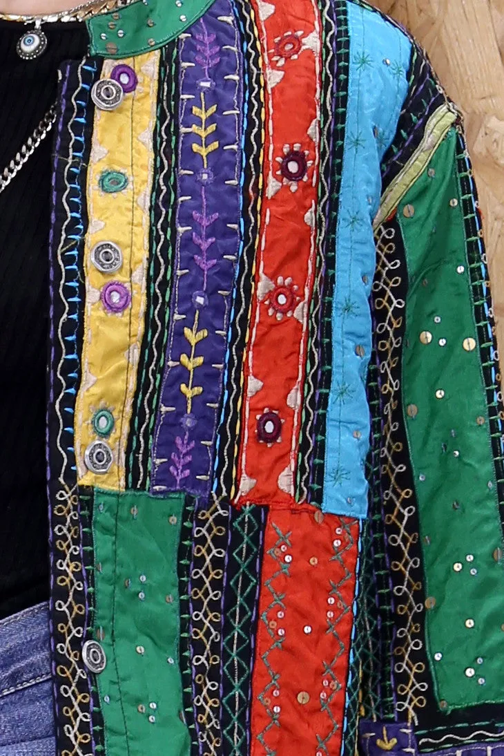 Rainbow Stripe Ethnic Box Jacket