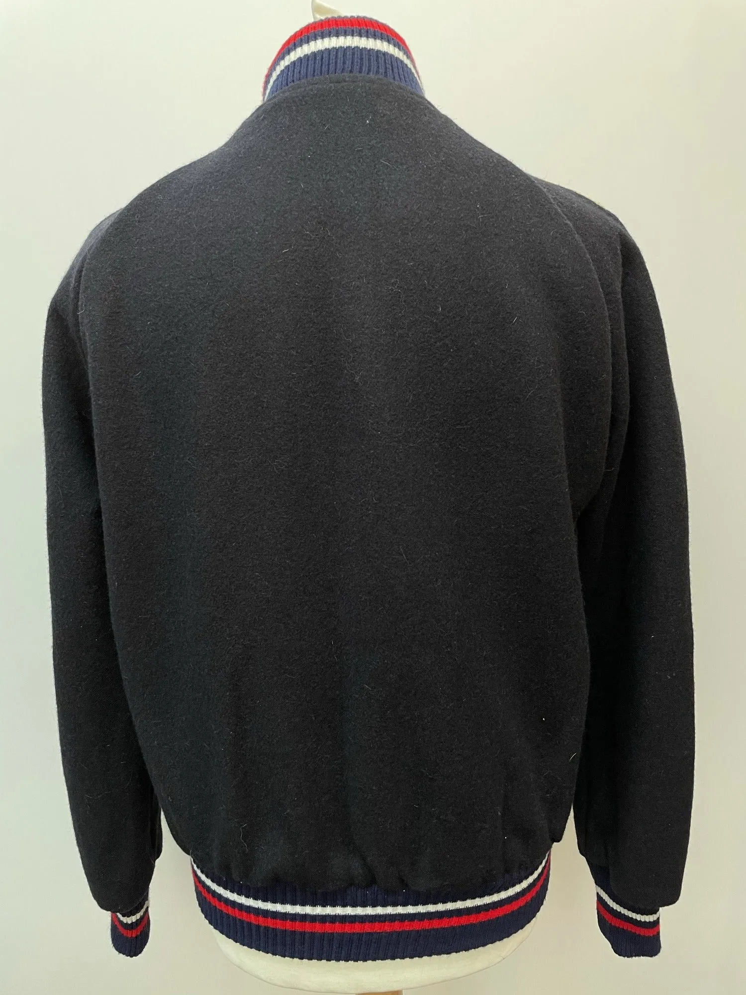 Retro Varsity Bomber Jacket - Navy - Size M