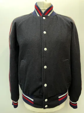 Retro Varsity Bomber Jacket - Navy - Size M