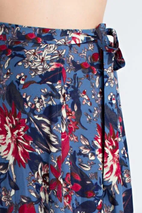 Rory Blue Floral Maxi Wrap Skirt