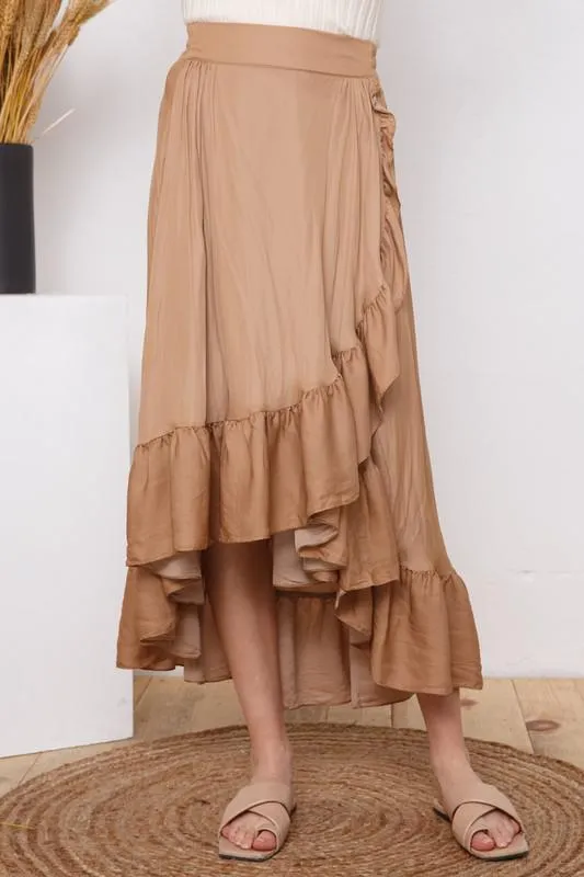 Ruffle Wrap Maxi Skirt