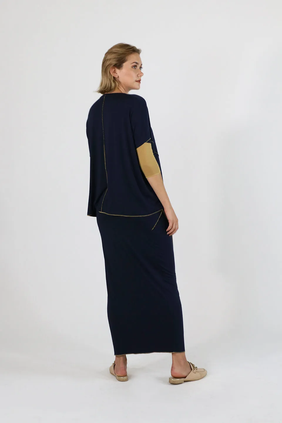 Sachie Skirt in Navy Gold