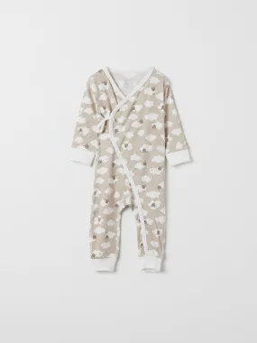 Sheep Print Baby Wraparound Romper