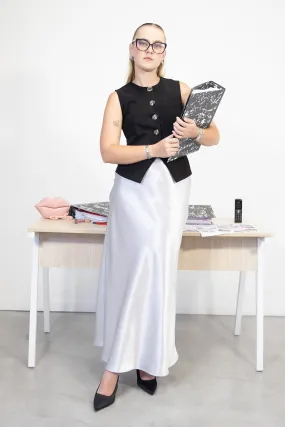 Shonda Satin Maxi Skirt - Silver