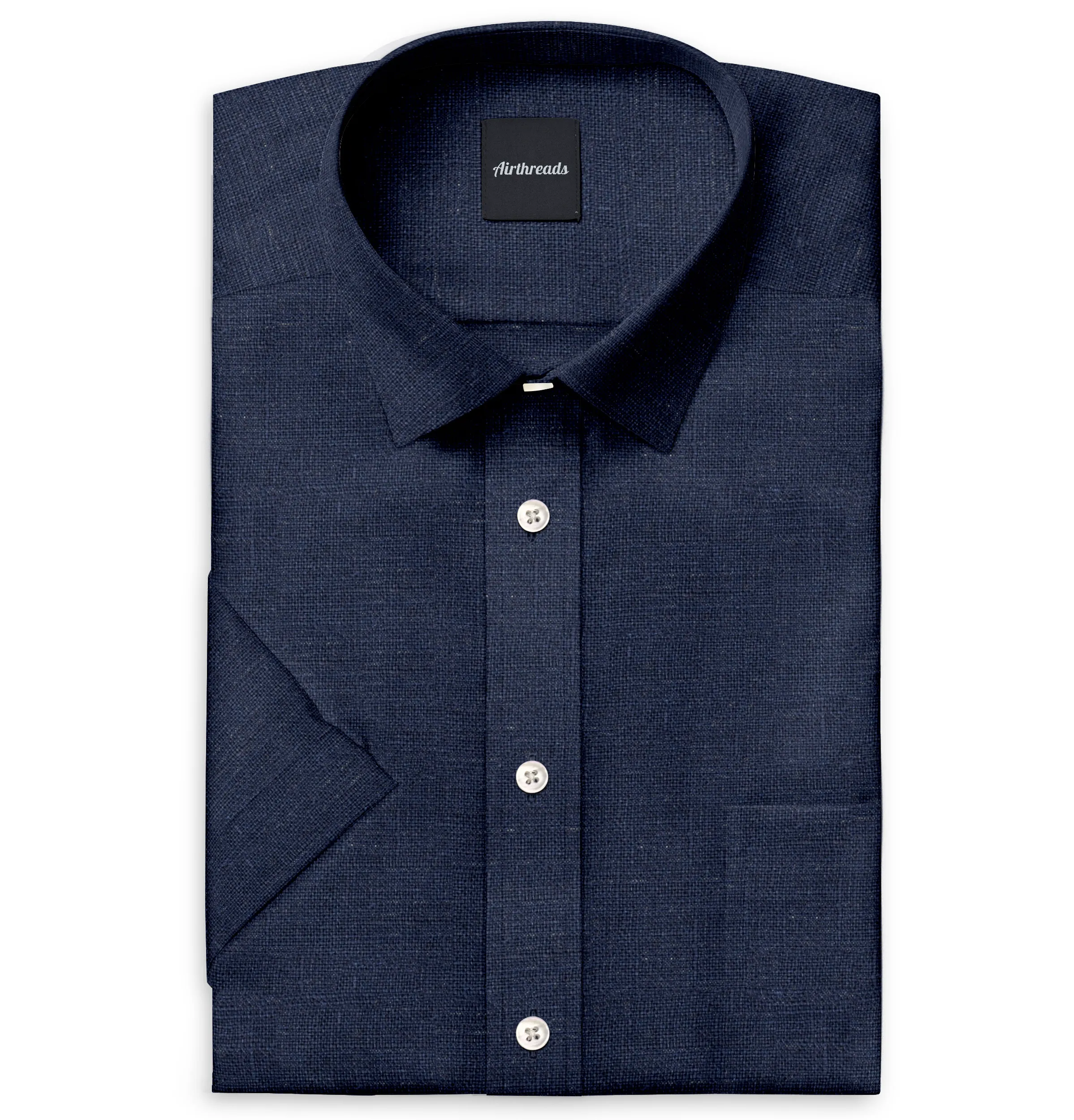 Short Sleeve Linen Shirt in Navy