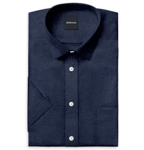 Short Sleeve Linen Shirt in Navy