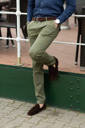 Slim Fit Khaki Green Chinos